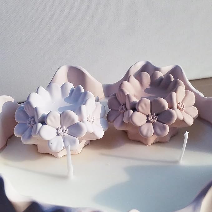Wehous Cherry Blossom Candle Molds for Candle Making, 3D Flower Silicone Molds for Resin Candle Soap Wax, Flower Fondant Chocolate Ice Cake Decoration Mold, DIY Floral Casting Clay Concrete Art Craft
