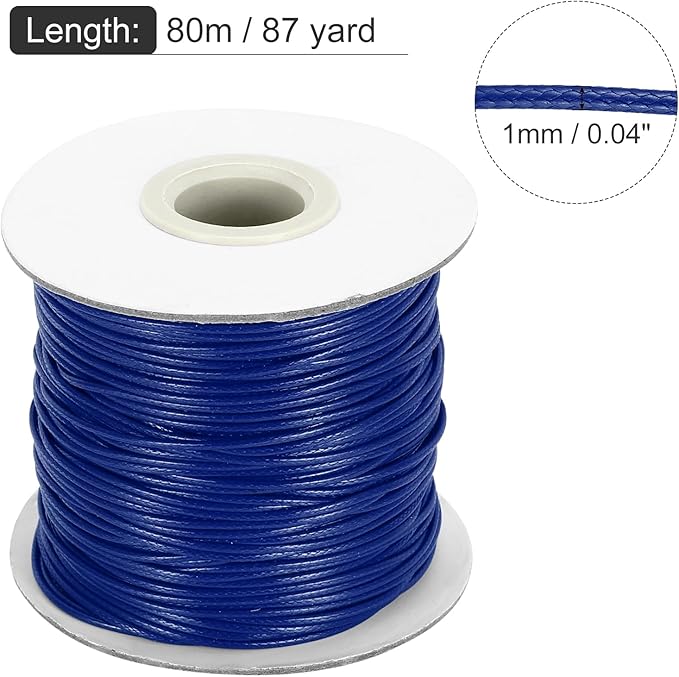 MECCANIXITY Waxed Cord 1mm Waxed Thread 87 Yard Wax String Leather Cord for Bracelet Making, Necklaces, Beading, Jewelry Making and DIY Crafts(Dark Blue)