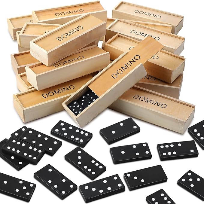 Hungdao 80 Pack Mini Dominos Set for Adults Bulk Double 6 Dominoes Wooden Miniature Classic Board Games Party Favor Travel Family Games Educational Toys with Wood Case Operation Christmas Item Gifts