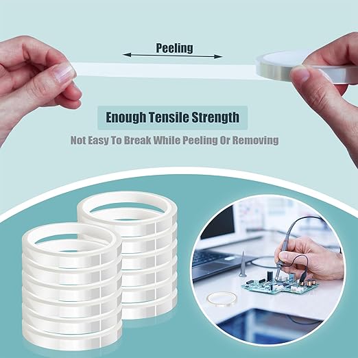 12 Rolls 10mm x33m(108ft) Clear Heat Tape,Transparent High Temperature Heat Resistant Tape,Heat Transfer Tape for Heat Press and Sublimation,Heat Transfer Vinyl,No Residue