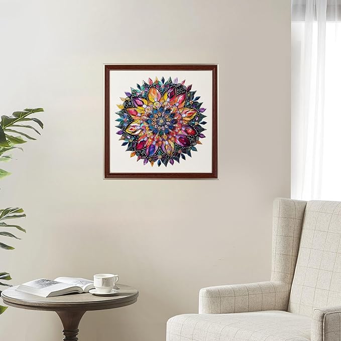 Puzzles for Adults Diamond Mandala Wooden Puzzles, 200 Pieces Unique Shaped Liberty Jigsaw Puzzles, Creative Toys for Adults and Kids, Fun Challenge Family Game 11.2'' x 11.2''