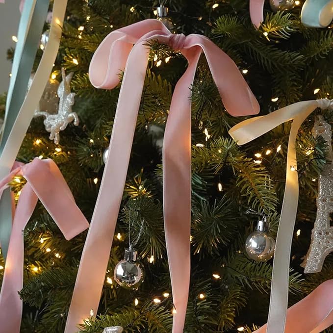 15 Yards Velvet Ribbon 1-1/2 Inch Single Face Pink Velvet Ribbon Spool Prefect for Wedding, Ribbons for Gift Wrapping, Christmas Tree Ornaments Wreath Hair Bows, Ribbons for Crafts