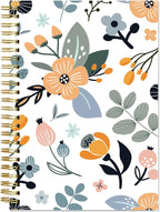 A5 Blank Notebook - 70 Sheets/140 Pages Blank Paper Notebook, 100 GSM Thick White Paper, 5.8" x 8.3" Spiral Blank Journal, Flowers