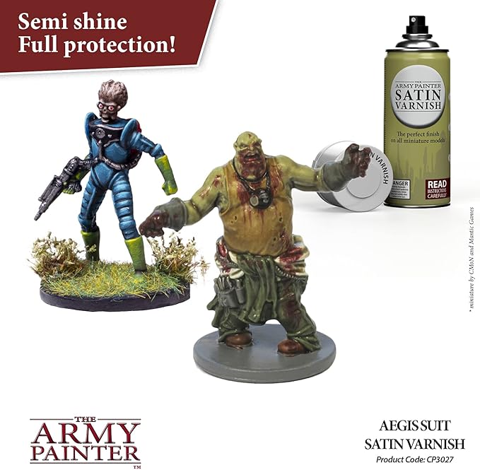 The Army Painter Satin Varnish, Spray Paint Varnish for Miniature Protection, Tabletop Roleplaying, Boardgames, and Wargames Miniature Modelling, 400ml
