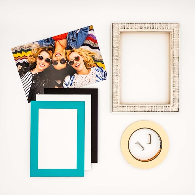 Pack of Ten Acid Free 8.5x11 Mats Bevel Cut for 7x9 Photos - Aquamarine Blue Precut Matboards with Backing Boards and Self Seal Photo Mat Bags for Pictures, Photos, Framing - 4-ply Thickness