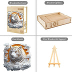 Wooden Puzzles Adults, 3D Paper Tiger Wooden Puzzles 200 Pieces, Unique Animal Shaped Wood Challenging Jigsaw Puzzles Gifts for Adults, 11.4x11.4in