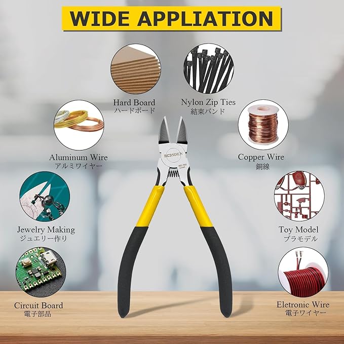 BOOSDEN Wire Cutter,6.5 inch Side Cutters,Spring Loaded Wire Cutters for Crafting,Flush Cutter,Ultra Sharp for Jewelry Making,Flush Cut Pliers,Dikes Wire Cutters,Floral Wire Cutter,Snips