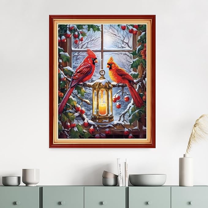 Dimensean Stamped Cross Stitch Kits Full Range of Embroidery Patterns Starter Kits for Beginners Adult or Kids DIY Cross Stitches Needlepoint Kits 11CT-Window sill Parrot 16x20 inch