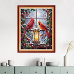 Dimensean Stamped Cross Stitch Kits Full Range of Embroidery Patterns Starter Kits for Beginners Adult or Kids DIY Cross Stitches Needlepoint Kits 11CT-Window sill Parrot 16x20 inch