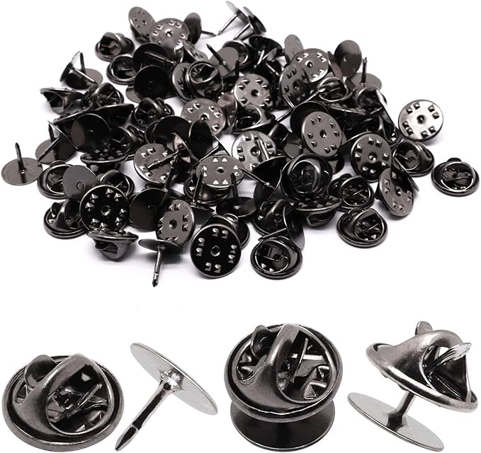 50 Set Pin Backs, Blank Pins Scatter Butterfly Clutch Pin Holder Enamel Pin Locking Backs Tie Tacks Jewelry Pin Backings Clasp for Brooch Lapel Hat Uniform Badges Tie Tack (10mm, Black)