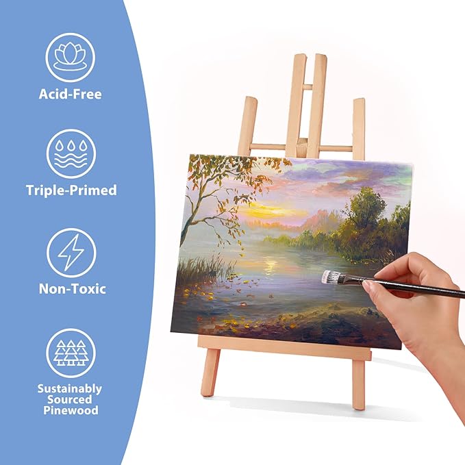 ESRICH Stretched Canvases for Painting 8x10, 10 Pack 8x10 Canvas Value Pack,Primed Acid-Free Cotton Blank Canvas, Paint Canvases for Oil & Acrylic Paint.