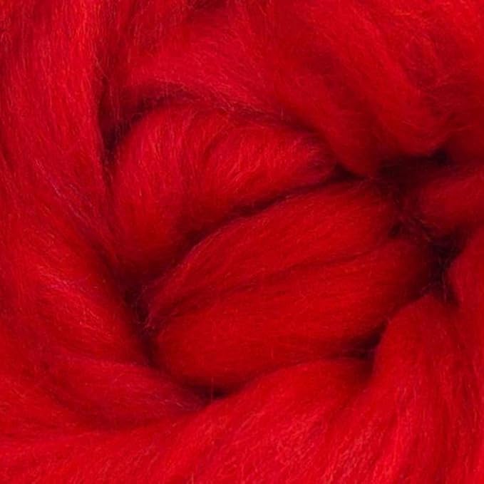 Revolution Fibers Merino Wool Roving | Premium Combed Wool Top | 22 Micron, Perfect for Felting Projects, Spinning, Wall Hangings and Tapestry (Scarlet)
