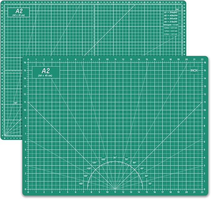 Headley Tools Thickened 18 x 24 Inch Self Healing Sewing Cutting Mat, A2 Rotary Cutting Sewing Mat for Crafts, Double Sided 5-Ply Table Cutting Board for Fabric Quilting Leather Hobby, (Green)