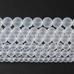 60pcs 6mm Frost White Crystal Glass Beads for Jewelry Making Round Loose Beads DIY Bracelets Necklaces Crystal Energy Healing Stone Beads 15" (6mm, Frost White Glass)