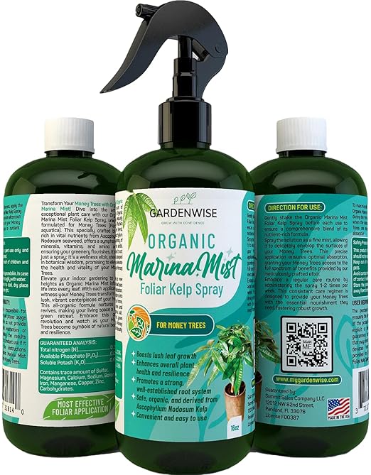 Organic Marina Mist Foliar Spray for Money Tree | Liquid Fertilizer | Micro Nutrients for Vital Health | Liquid Plant Food (16 OZ)