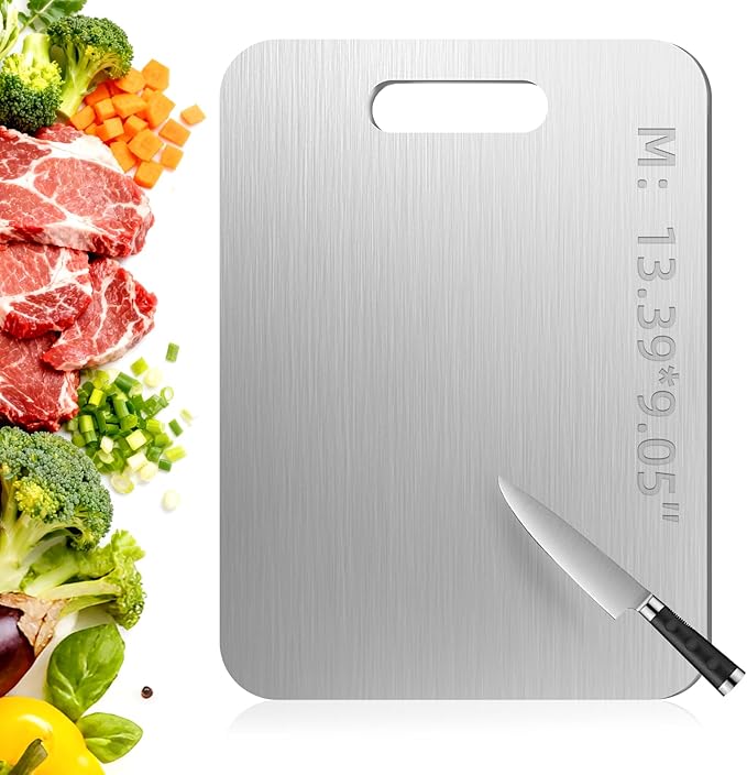 Tavano Titanium Cutting Board,Titanium Cutting Boards for Kitchen,Double-side Available Cutting Board for Vegetables,Meat,Fruits,Easy to Store and Clean(M)