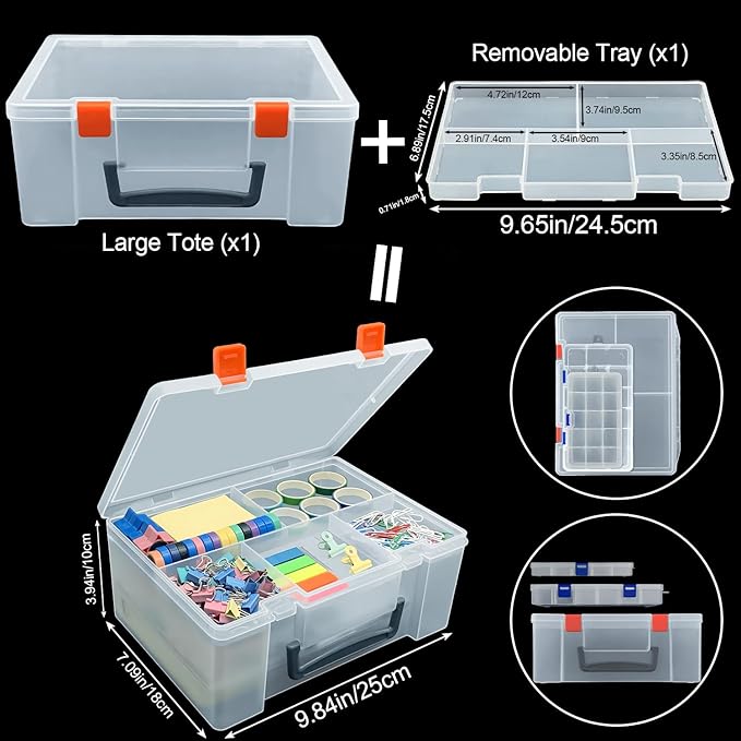 DUOFIRE Two Layers Compartment Organizer Box Plastic Organizer Box Plastic Jewelry Boxs Craft Storage Containers Storage Boxs for Accessories, Cosmetic, Toy, Jewelry Beads, Tapes (5+1 Grid)