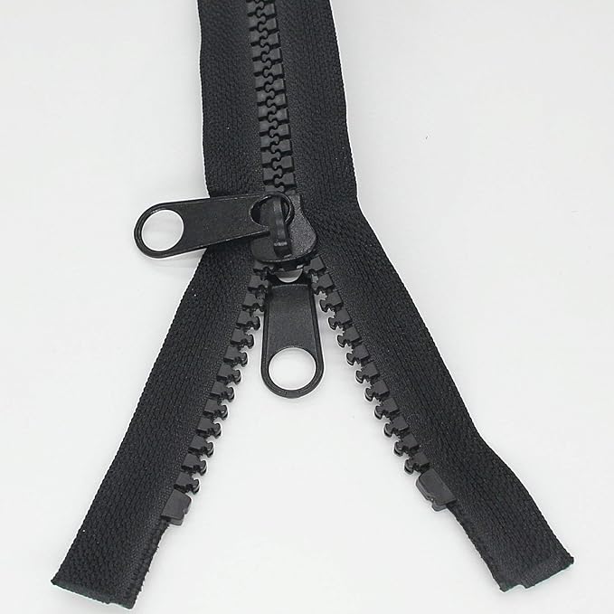 Leekayer 1PCS #10 84 Inch Heavy Duty Zippers for Sewing Separating Large Plastic Zippers Black Tape with Double Pull Tab Slider, Sleeping Bag, Boat, Canvas, Cover, Trampoline, Dog Bed,Tent (84" 1pcs)