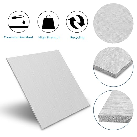 1/4Inch Thick Aluminum Sheets & Plates, 12” x 12”Heavy Duty Aluminum Plates with Protective Film, 6061 Flat Plain Panel Plate Solid Metal Sheet Plate for Crafting Structural Framing Base Plate