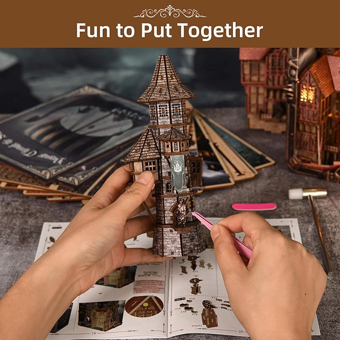 DIY Viking Book Nook Kit, Miniature House Dollhouse Kit for Adult and Teens, Booknook Bookend Tiny House Model Build Bookshelf Insert Decor 3D Wooden Puzzle, Gifts for Family, Friends