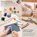 Arteza Pottery & Polymer Clay Tools, 42-Piece Sculpting Set, Steel Tip Tools with Wooden Handles, for Pottery Modeling, Smoothing, Carving & Ceramics