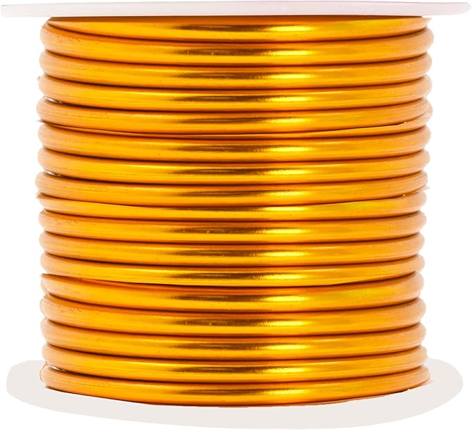 Mandala Crafts 10 Gauge Anodized Aluminum Craft Wire for Jewelry Making - 32 FT Colored Flexible Gold Wire - Bendable for Bonsai Armature Crafting Sculpting