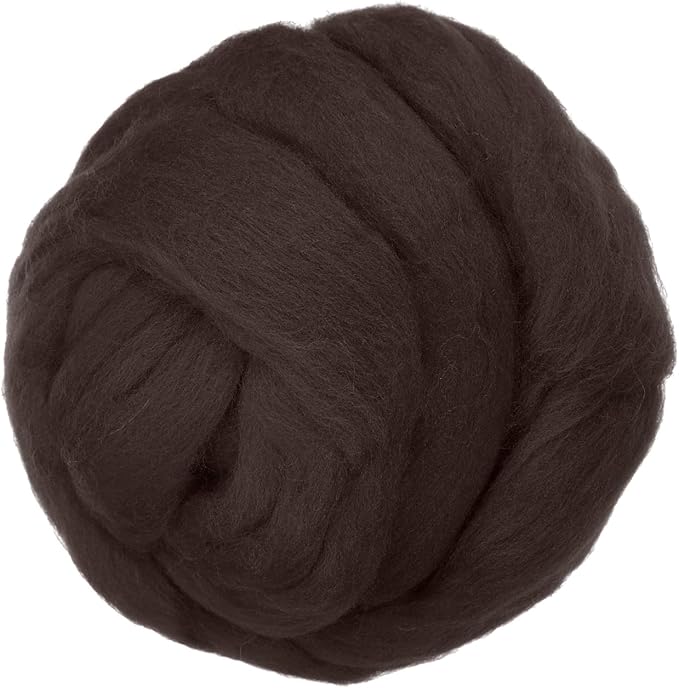 PATIKIL Wool Roving Yarn, 150G/5.3OZ Soft Felting Wool Pure Chunky Roving Yarn Bulk for Needle Felting Knitting Blanket Spinning Weaving DIY Craft, Dark Brown