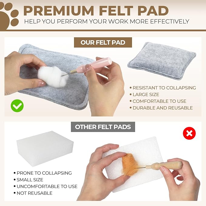 MOREJMTT Needle Felting Kit, 6 PCS Animal Needle Felting Beginner Kits, Wool Felt Needle Felting Tools Foam Pad, Craft Party Supplies for Beginners Adult(Cat Family)
