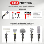 Multi Angle Paint Brush Extender V2, Long Handle Paint Brush, Extension Pole Attachments for Paint Roller, Paint Edger Tool for High Ceilings, Corner Painting Tool for Paint Extension Pole (Black)