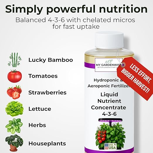 Liquid Plant Food – Hydroponics Nutrients for Indoor House Plants, Tomato, Strawberry, Lucky Bamboo, Lettuce, Vegetable Garden & Herbs – Aero Nutrients Liquid Fertilizer for All Growing Systems (16oz)
