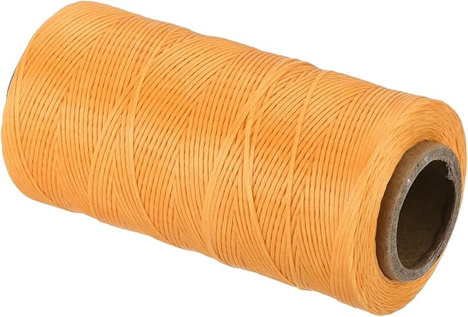 MECCANIXITY Waxed Thread,284 Yard 0.8mm 150D Flat Wax Thread Polyester Waxed String for Leather Sewing Hand Weaving Book Binding Home Decoration, Yellow-Brown