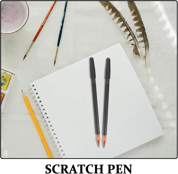 EXCEART3 Pcs Scratch Brush Pens Dual Tip Scratch Painting Stylus Pens with Protective Caps Plastic Drawing Tools