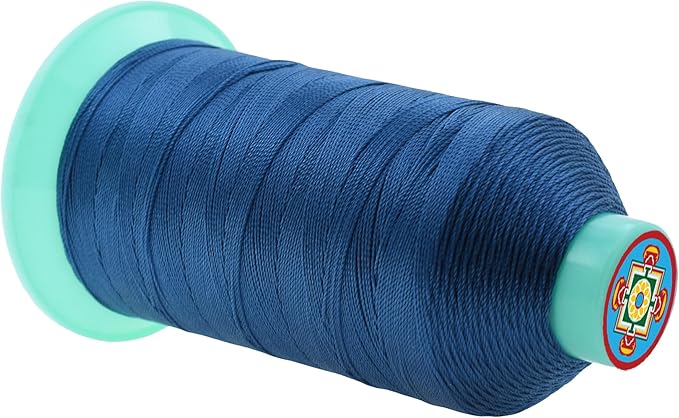 Mandala Crafts Bonded Nylon Thread Airforce Blue Heavy Duty Sewing Threads - 415 YDs Size 346 210D T350 Tex 350 Thread for Leather Jeans Weaving Outdoor Marine Upholstery Threads