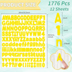 Alphabet Stickers, 1'' Yellow Letter Stickers - 12 Sheets, Self-Adhesive Vinyl for Mailbox Numbers, Bulletin Boards, Classroom & Home Decor