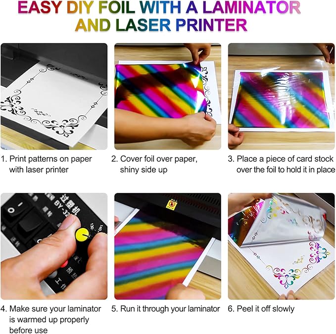 Briartw 20x29cm Hot Foil Paper 50 Sheets Pack Toner Reactive Foil Hot Stamping Foil Paper by Laser Printer and Laminator for Scrapbooking Craft Cardmaking DIY Album (Purple, 50 Sheets)