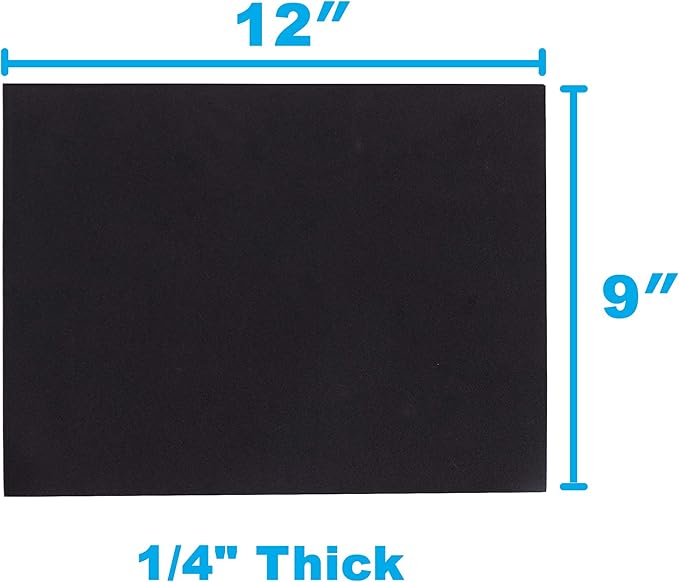 24 Ct Sheets Black EVA Cosplay Foam in 9” x 12’’ Sheets; High Density Thick Foam 85 kg/m³, 6mm (1/4”); Great for Costumes, Props, Armor, Masks, Arts and Crafts Projects
