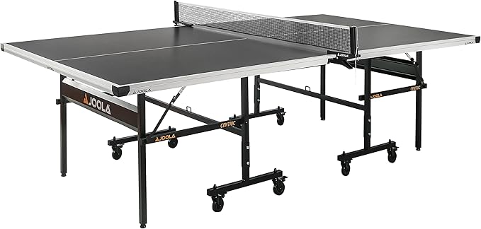JOOLA Inside Professional MDF Indoor Ping Pong Table with Quick Clamp Table Tennis Net and Post Set - 10 Minute Easy Assembly - Tournament Quality - Foldable with Single Player Playback Mode