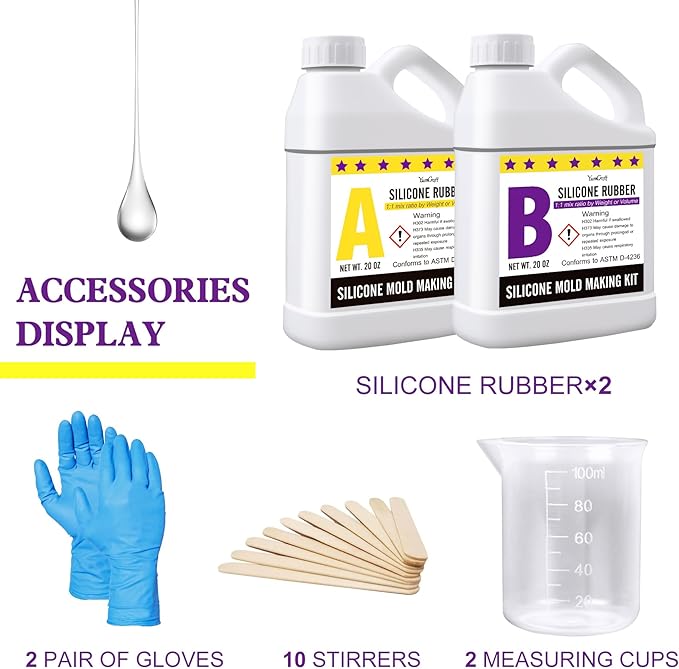 Silicone Mold Making Kit - 40oz Elastic Liquid Silicone Rubber for Making Silicone Mold, Casting - Fast Cured Translucent 18A Molding Silicone for DIY Resin Molds, Candle Molds, Soap Mold, Crafts