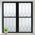 rabbitgoo Window Privacy Film for Glass Windows, Frosted Glass Cling with Decorative Moroccan Lattice, Removable Heat Control Sun Blocking Door Covering Sticker for Home Bathroom, 17.5 x 157.4 inches
