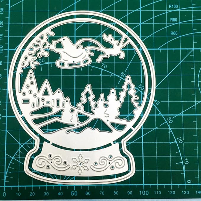 Mvchifay Cutting Dies Happy Birthday Metal Stencils Scrapbooking Tool DIY Emboss Paper Card Making (Christmas Snowball-12.2x10.3cm)
