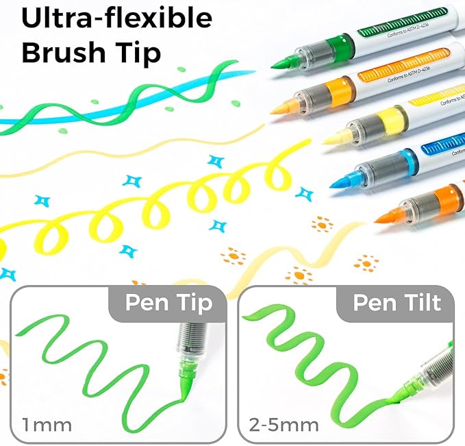 Ohuhu Acrylic Paint Markers Direct Liquid: 24 Colors Flexible Brush Tip Acrylic Markers High Opacity Paint Pens Waterproof Lightfast for Rock Easter Eggs Wood - Nahuku