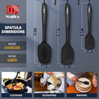 Walfos Mini Silicone Spatula Set of 3（600°F), Heat Resistant small Kitchen Silicone Spatulas, Strong Steel Core and One-Pieces Seamless Design, for Cooking Mixing & Baking,BPA Free & Dishwasher Safe