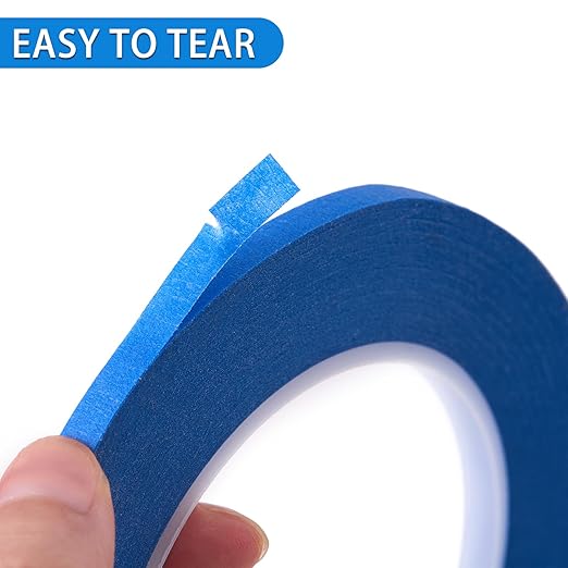 2 Pack 1/4" inch x 60yd Blue Painters Tape Easy Removal Thin Narrow Finishing Masking Tape Painting Tape Wall Tape, No Residue and Good Adhesive (0.25 in 6MM)