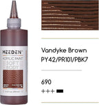 MEEDEN Vandyke Brown Acrylic Paint: Matte Finish 250ml/8.45oz Soft Body Bulk Acrylic Colors in Ergonomic Bottle - Fluid Flow Art Paints for Artists Canvas Painting