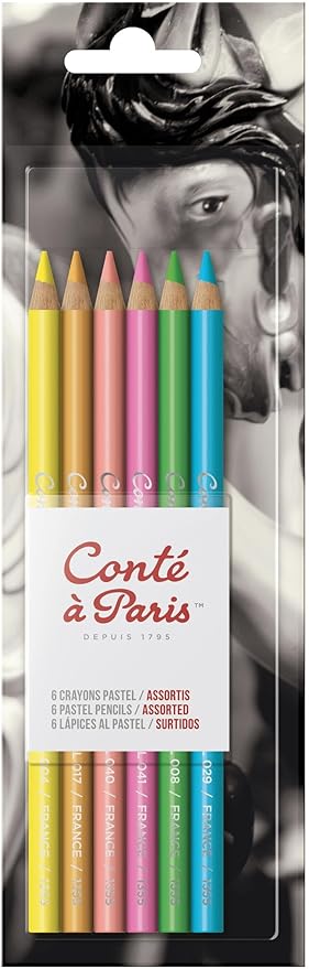 Conté à Paris Pastel Pencils with 6 Count Assorted Bright Colors