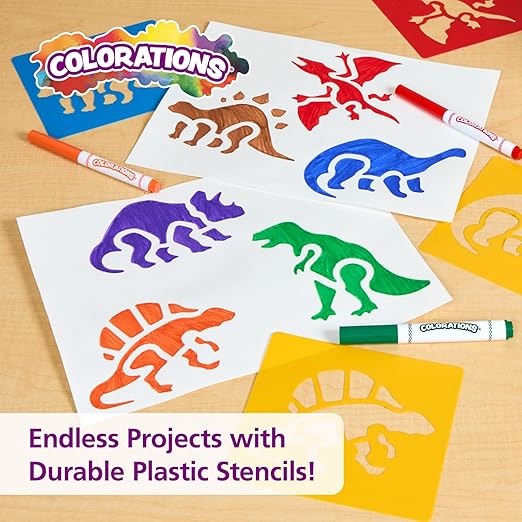 Washable Plastic Dinosaur Stencils - Set of 6