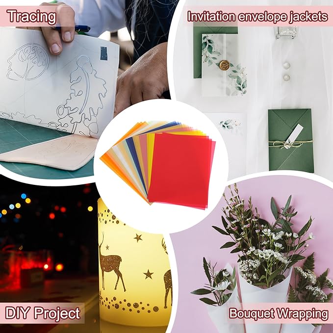 PATIKIL 30 Sheets Vellum Paper 8.5x11inches, Printable Translucent Paper 100GSM Colored for Invitations Laser Inkjet Printing Card Making Crafting Wedding Tracing, White