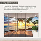 AFZEVEB-3D Landscape Wallpaper seafront verandahs Wall murals for Bedroom 136"x96"(Not Peel and Stick)
