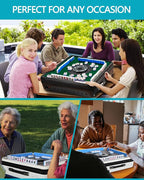 Portable Automatic Mahjong Table, Hand-held Mini-Mahjong, Automatic Mahjong, Foldable Mahjong Table w/American&Chinese -Style Magnetic Tiles, for Outdoor & Home Fun (Black)