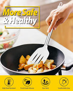 Pack of 4 Silicone Cooking Utensils Set, Non Stick Large Solid Spatulas, Heat Resistant Slotted Spoons, Ideal BPA Free Kitchen Turners for Frying, Mixing,Serving,Draining,Turning,Stirring (WHITE)